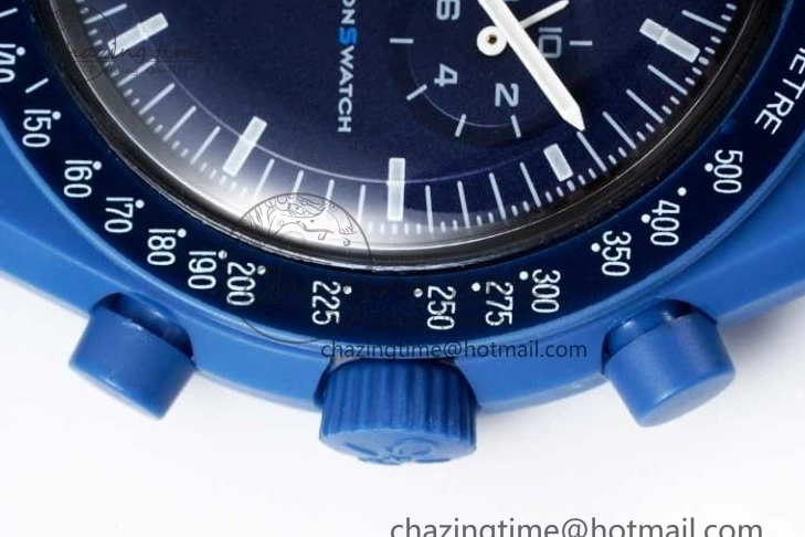 0206 ZipUp Speedmaster Misson To Neptune 1:1 Best Edition Blue Dial On Nylon Strap Quartz 7854